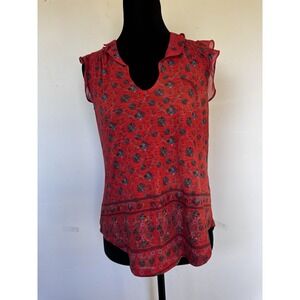 Lucky Brand Women's Floral Print Cotton Modal Blend Boho Casual Blouse Top S